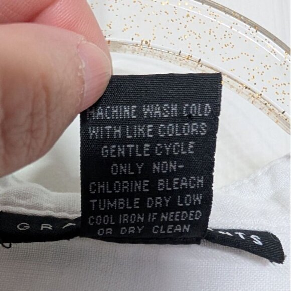 Grace Elements 100% Linen Smocked Shirt Womens Size XL White Button Front - Picture 6 of 12